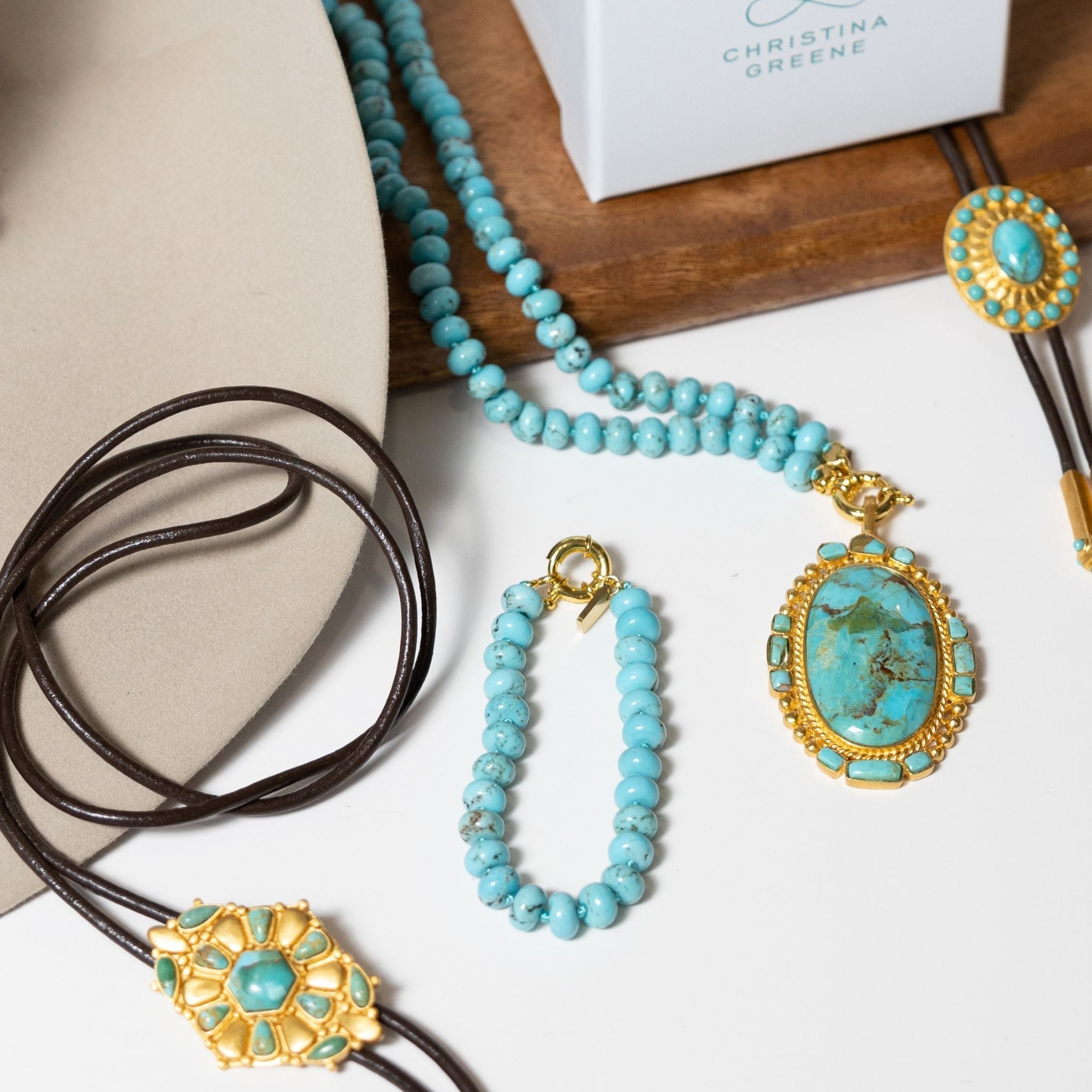 Eternal Turquoise Beaded Knotted Bracelet by Christina Greene at Shirley Shoppe
