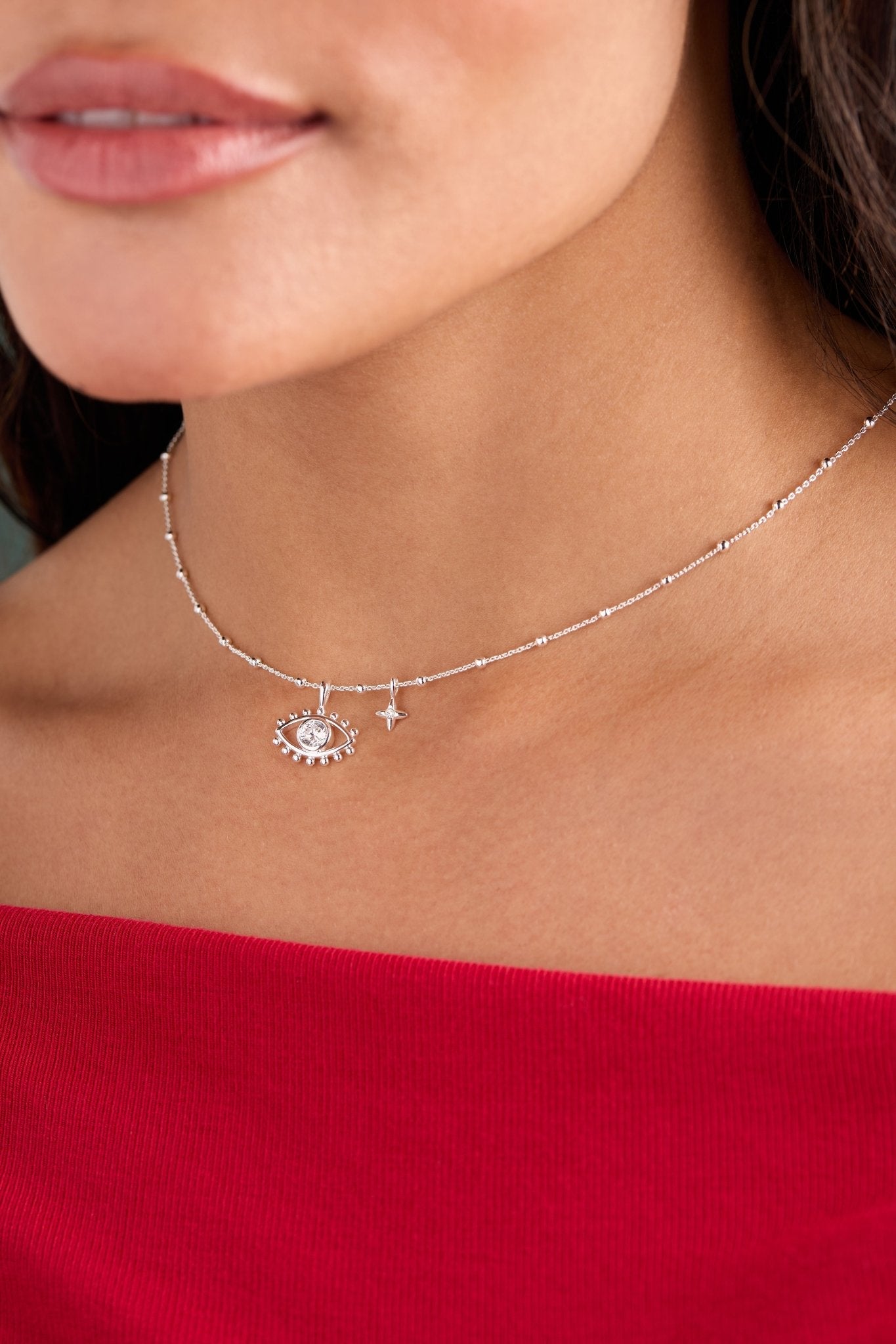 Evil Eye Duo Charm Necklace by ALEX AND ANI at Shirley Shoppe