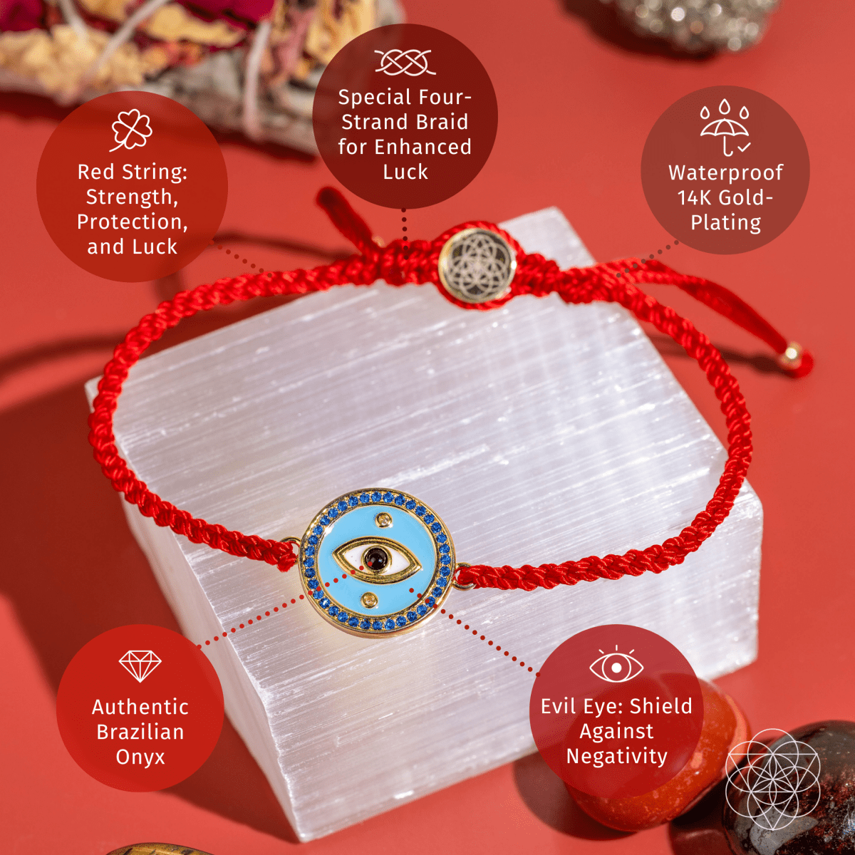 Evil Eye Guardian - Four-Strand Red String Bracelet by Conscious Items at Shirley Shoppe
