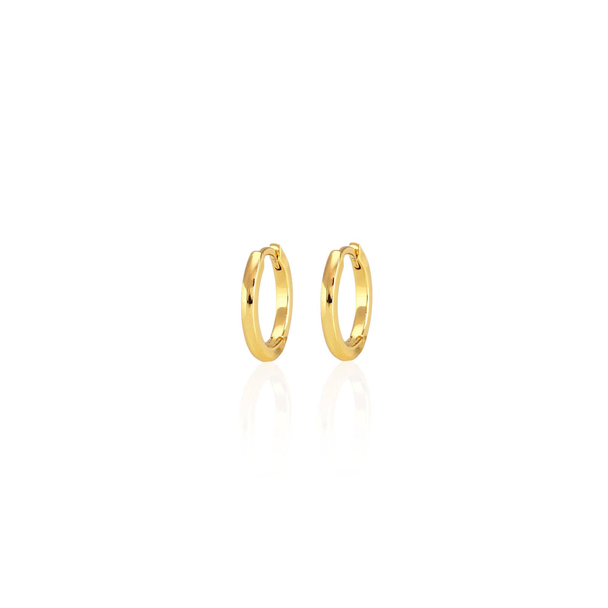 Kris Nations - Classic 12mm Hinged Huggie Hoop Earrings 18K Gold Vermeil | Sterling Silver Hinge Closure Nickel Free Hypoallergenic Ships from CA