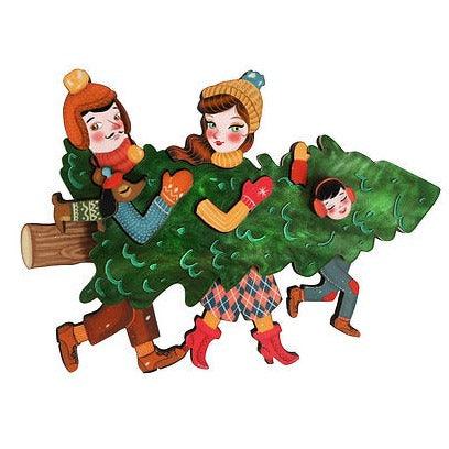 Family With Christmas Tree Brooch by Laliblue by Quirks! at Shirley Shoppe