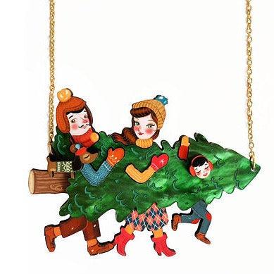 Family With Christmas Tree Necklace by Laliblue by Quirks! at Shirley Shoppe