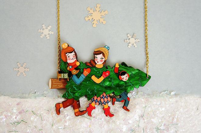 Family With Christmas Tree Necklace by Laliblue by Quirks! at Shirley Shoppe