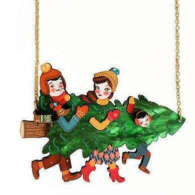 Family With Christmas Tree Necklace by Laliblue