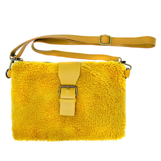 Fashionable Sherpa Fleece Belt Crossbody Bag