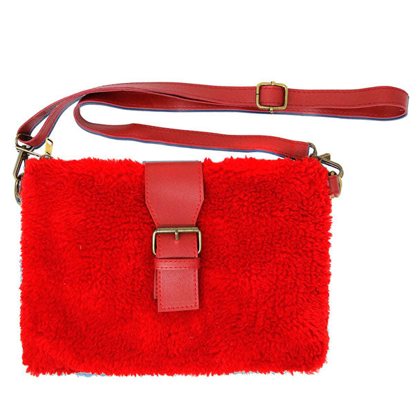 Fashionable Sherpa Fleece Belt Crossbody Bag