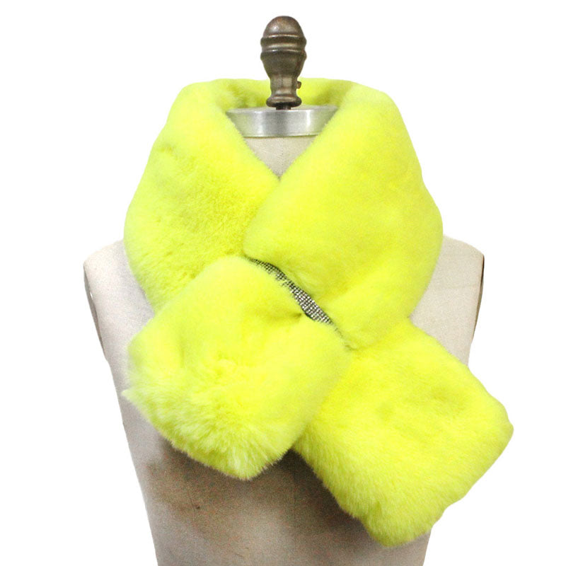 Faux Fur Bling Pull Through Scarf