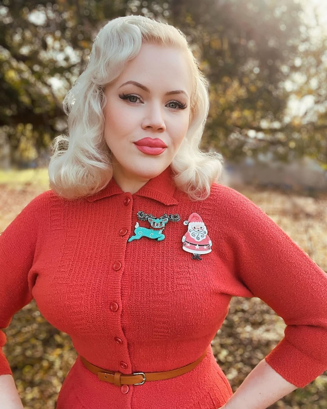 Fawna Fir Top Leaping Reindeer Brooch by Johanna Parker x Lipstick & Chrome by Quirks! at Shirley Shoppe