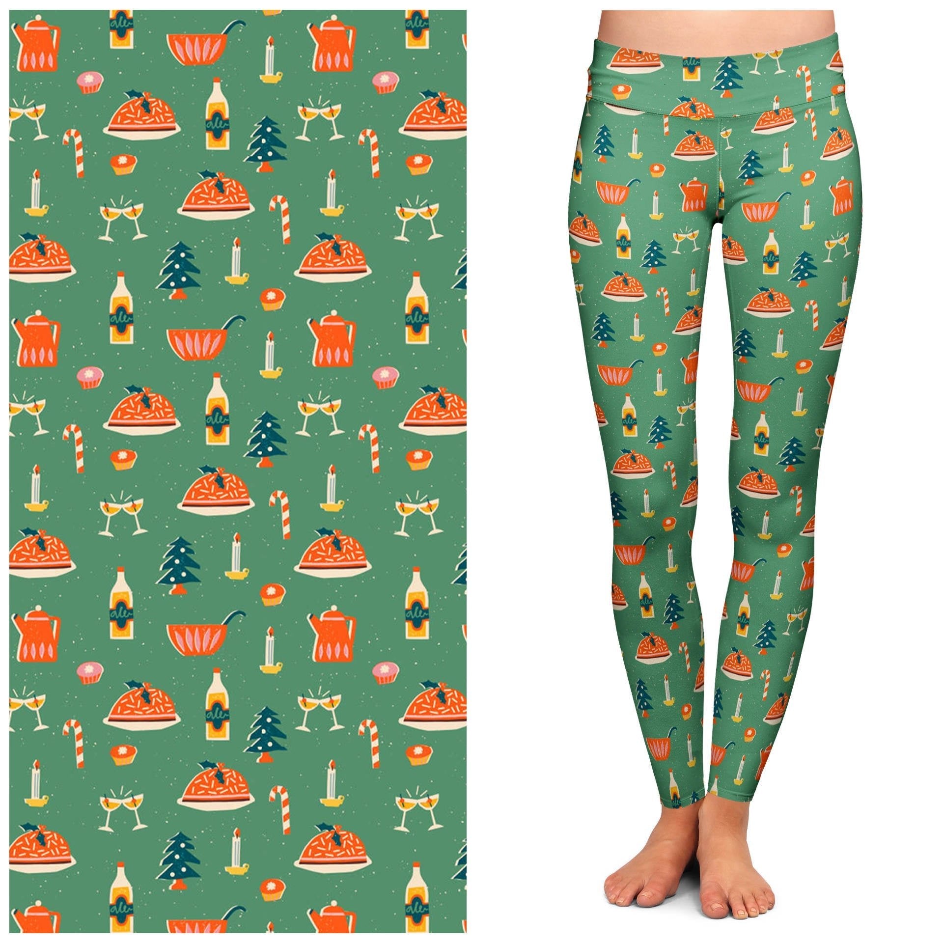 "Festive Feast" Buttery Soft Leggings by Lipstick & Chrome by Quirks! at Shirley Shoppe