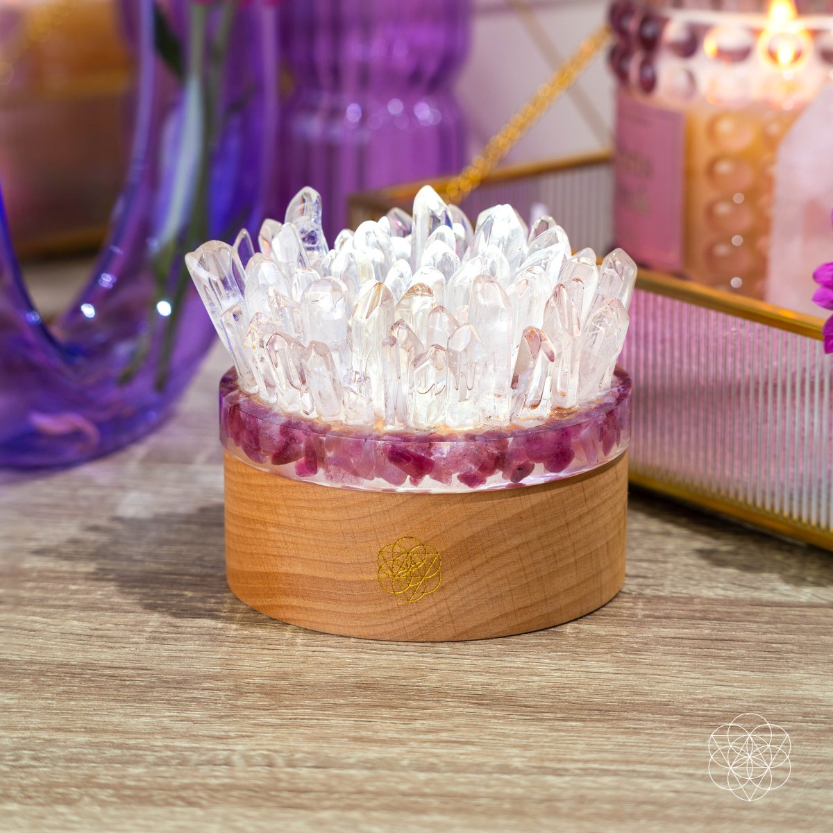 Find My Peace - Quartz & Tourmaline Lamp of Blooming Tranquility by Conscious Items at Shirley Shoppe