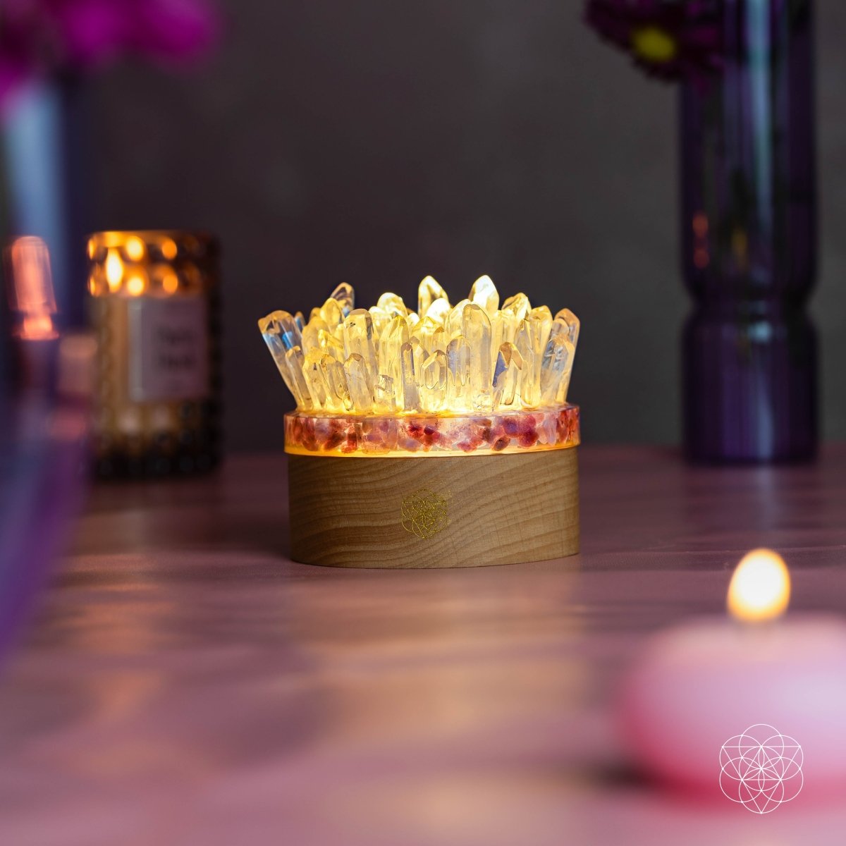 Find My Peace - Quartz & Tourmaline Lamp of Blooming Tranquility by Conscious Items at Shirley Shoppe