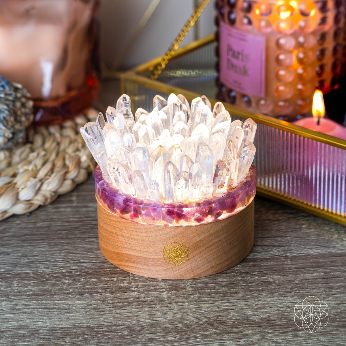 Find My Peace - Quartz & Tourmaline Lamp of Blooming Tranquility by Conscious Items at Shirley Shoppe