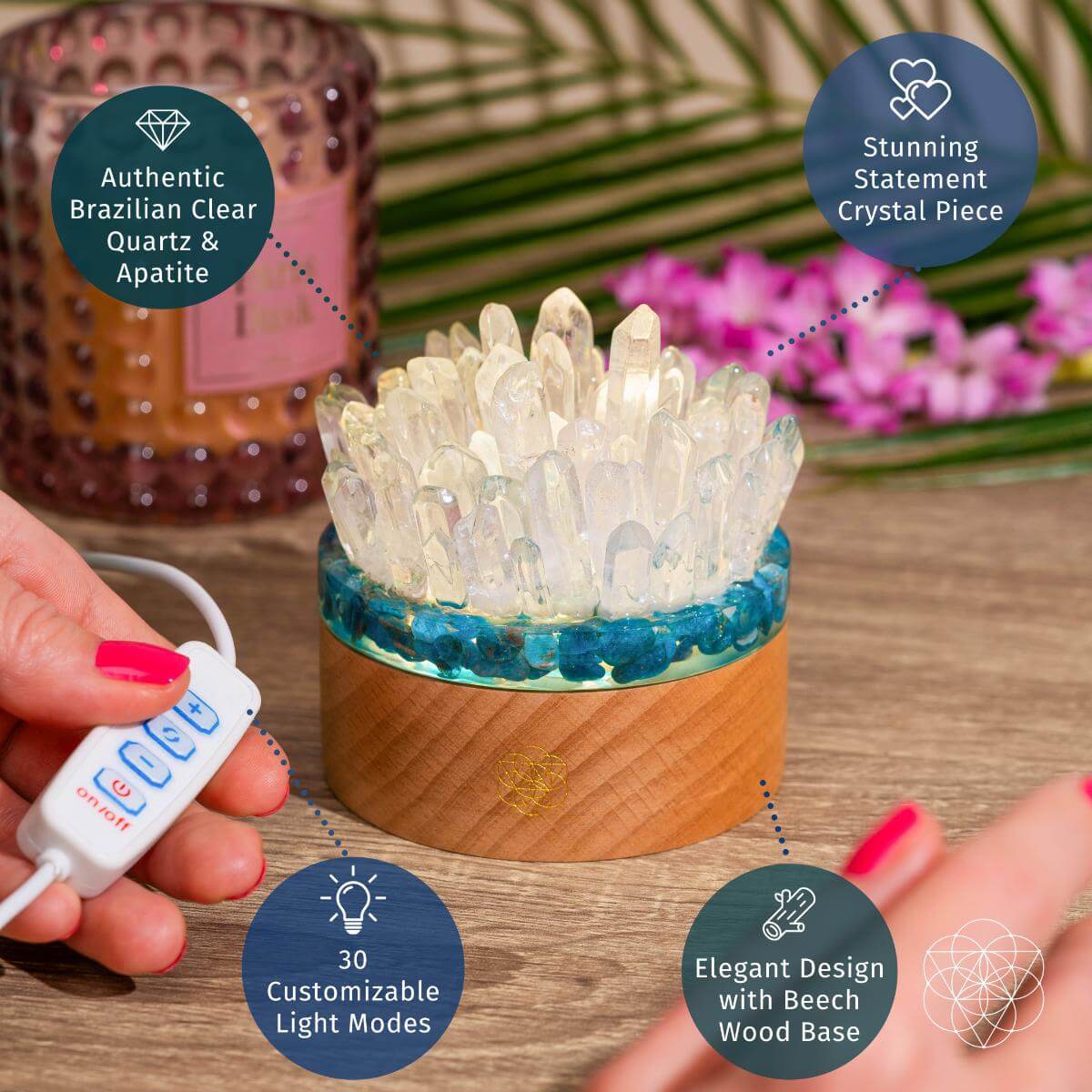Find My Voice - Quartz & Apatite Lamp of Blooming Confidence by Conscious Items at Shirley Shoppe