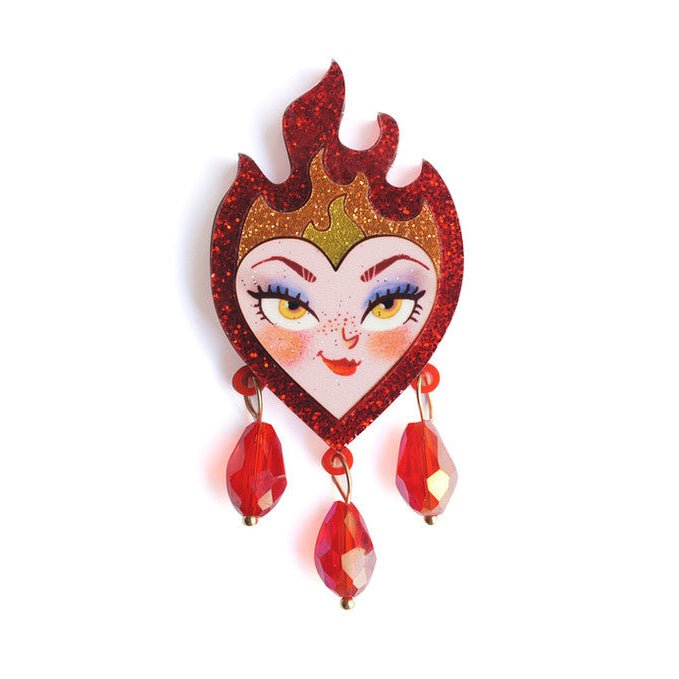 Flaming Heart Brooch by Laliblue – Retro Kitschy Statement Brooch for Collectors by Quirks! at Shirley Shoppe