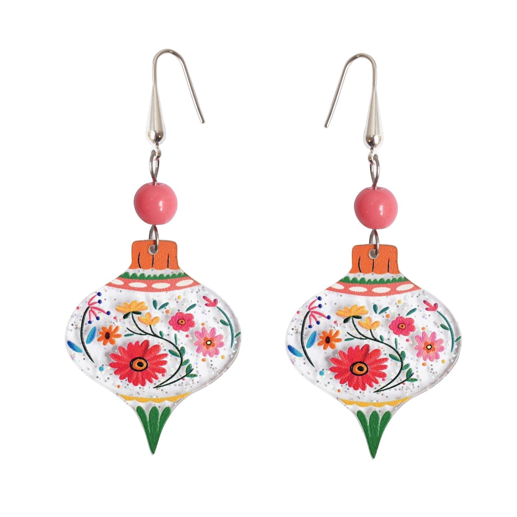 Floral Christmas Ball Earrings by Laliblue – Retro Statement Jewelry Laliblue by Quirks! at Shirley Shoppe