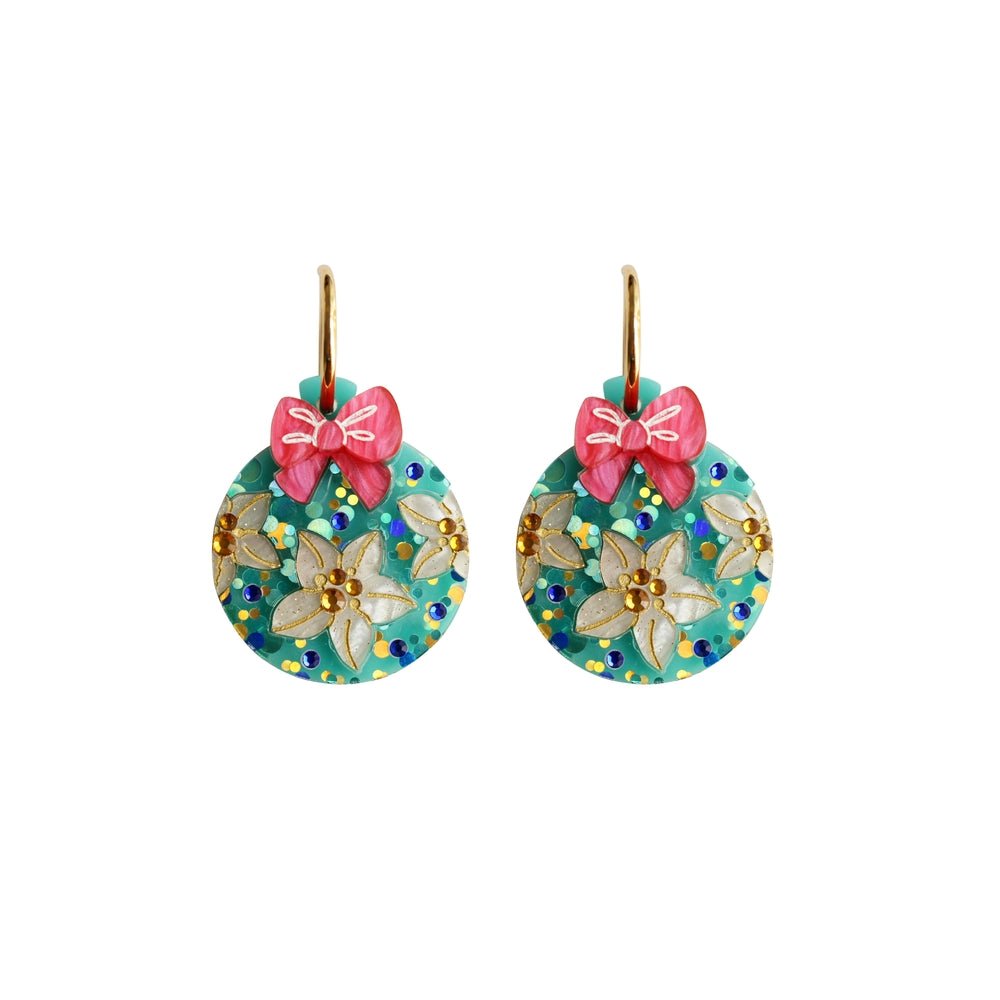 Floral Christmas Ornament Earrings by Laliblue – Retro Statement Jewelry Laliblue by Quirks! at Shirley Shoppe
