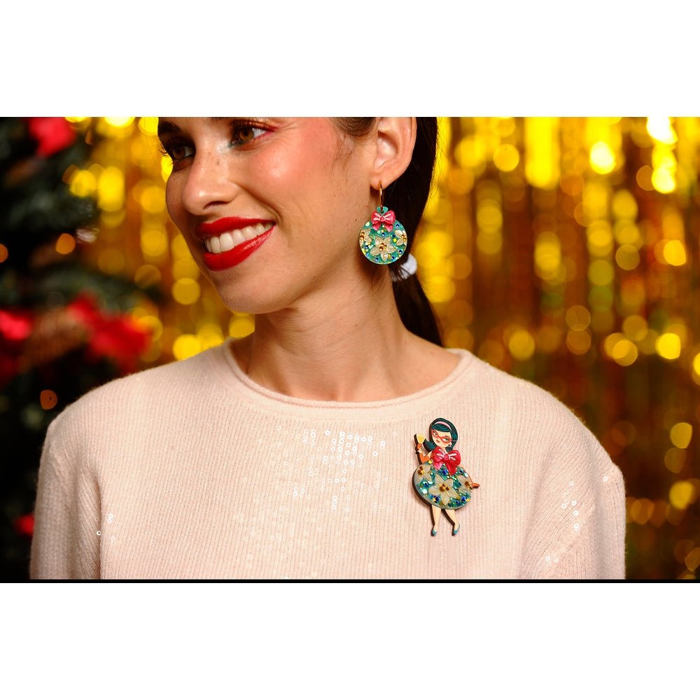 Floral Christmas Tree Lady Ornament Brooch by Laliblue by Quirks! at Shirley Shoppe