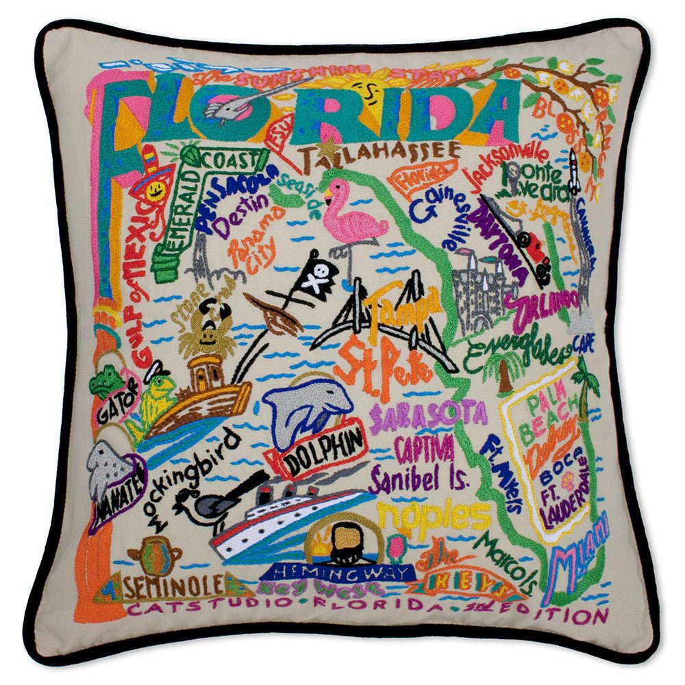 Florida Hand - Embroidered Pillow by Quirks! at Shirley Shoppe