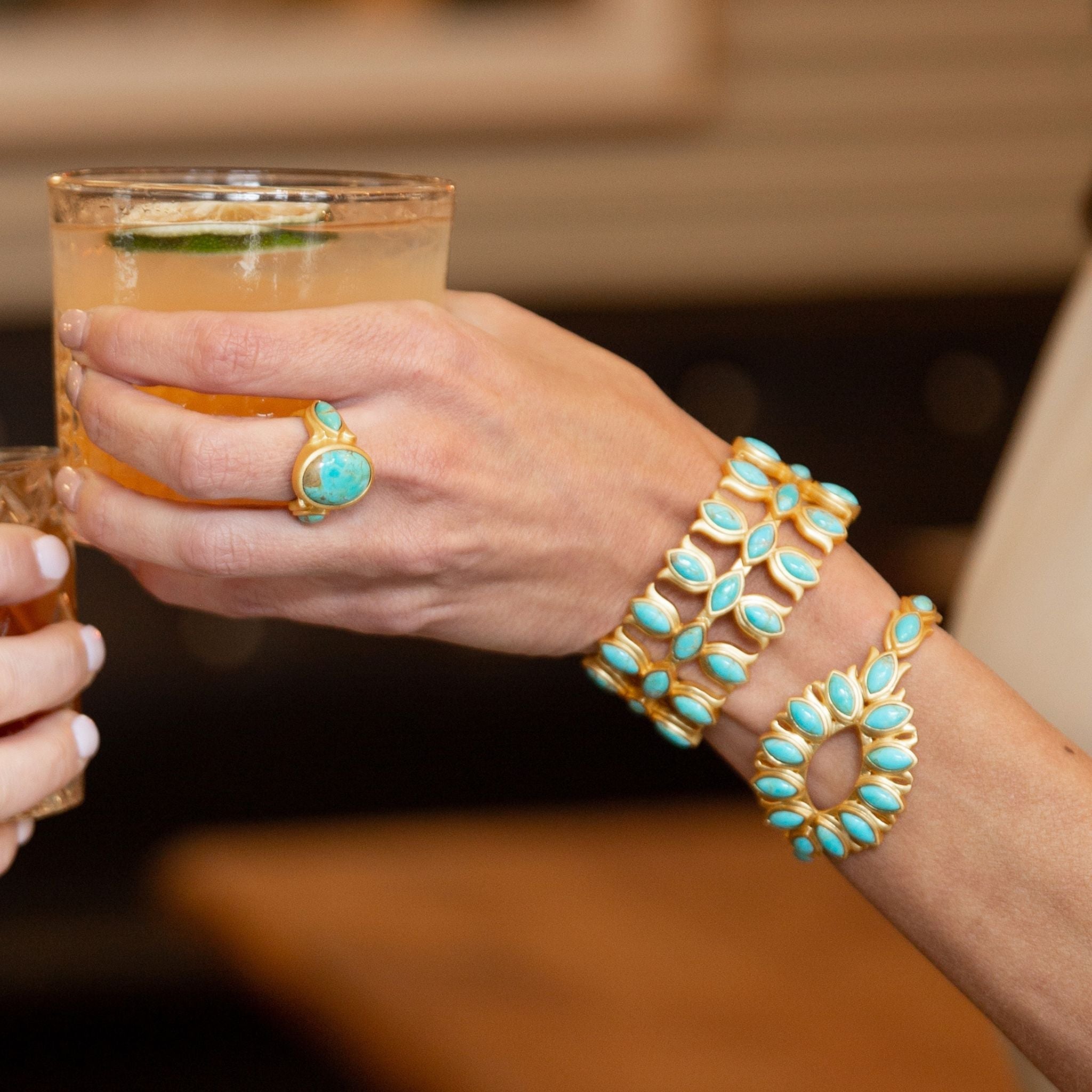 Flower Crown Cuff - Turquoise by Christina Greene at Shirley Shoppe