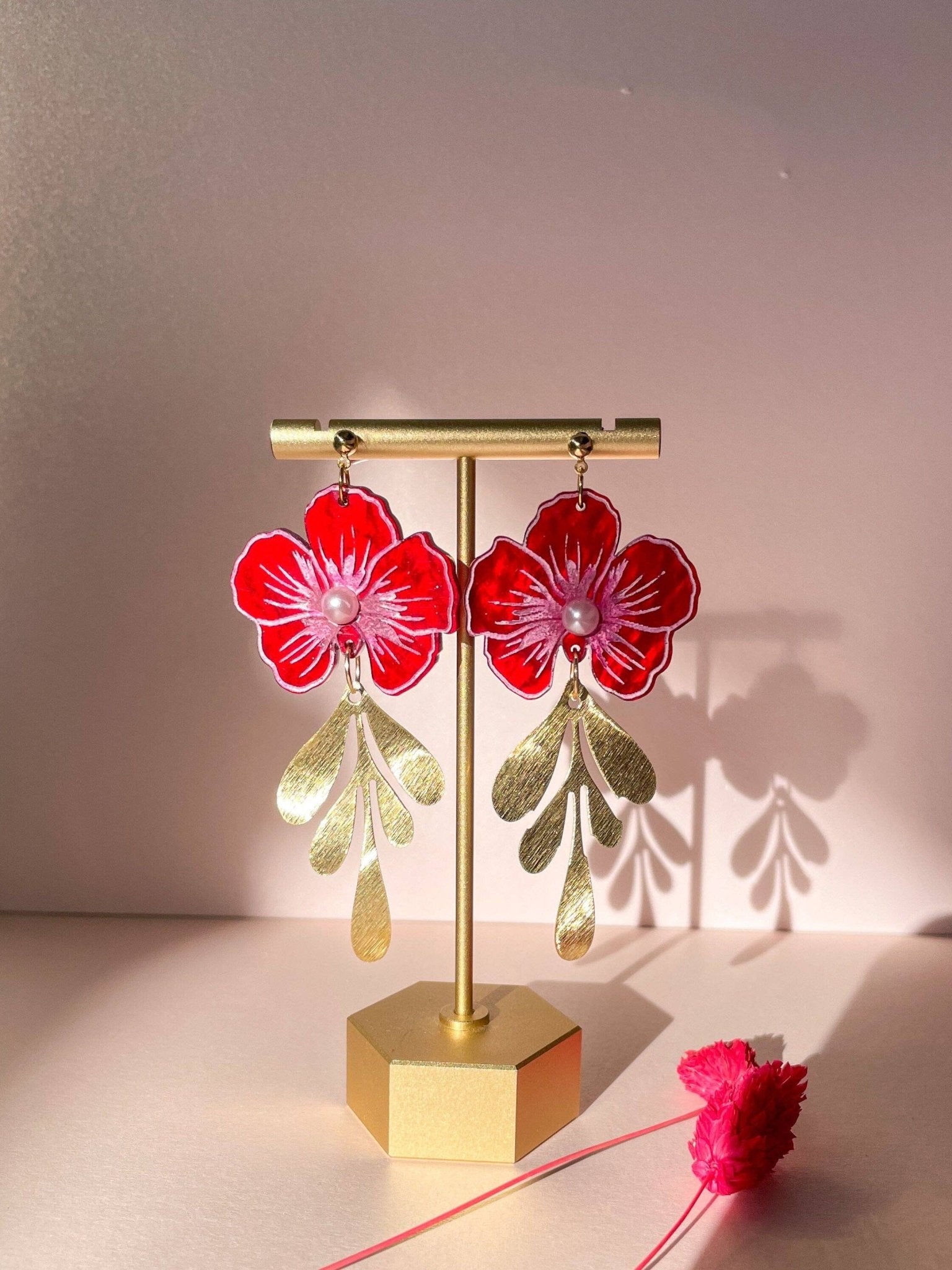 Flower of Luck Acrylic Earrings by Quirks! at Shirley Shoppe