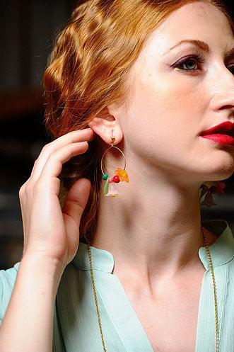 Flowered Hoop Earrings Halloween Brooch by Laliblue by Quirks! at Shirley Shoppe