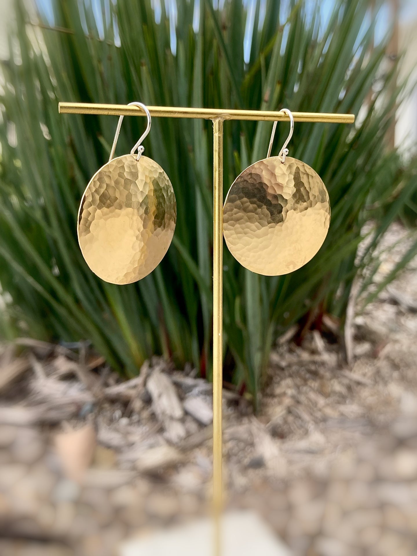 Full Moon Earrings in Brass | Moon Phase Earrings by Alison Morse at Shirley Shoppe