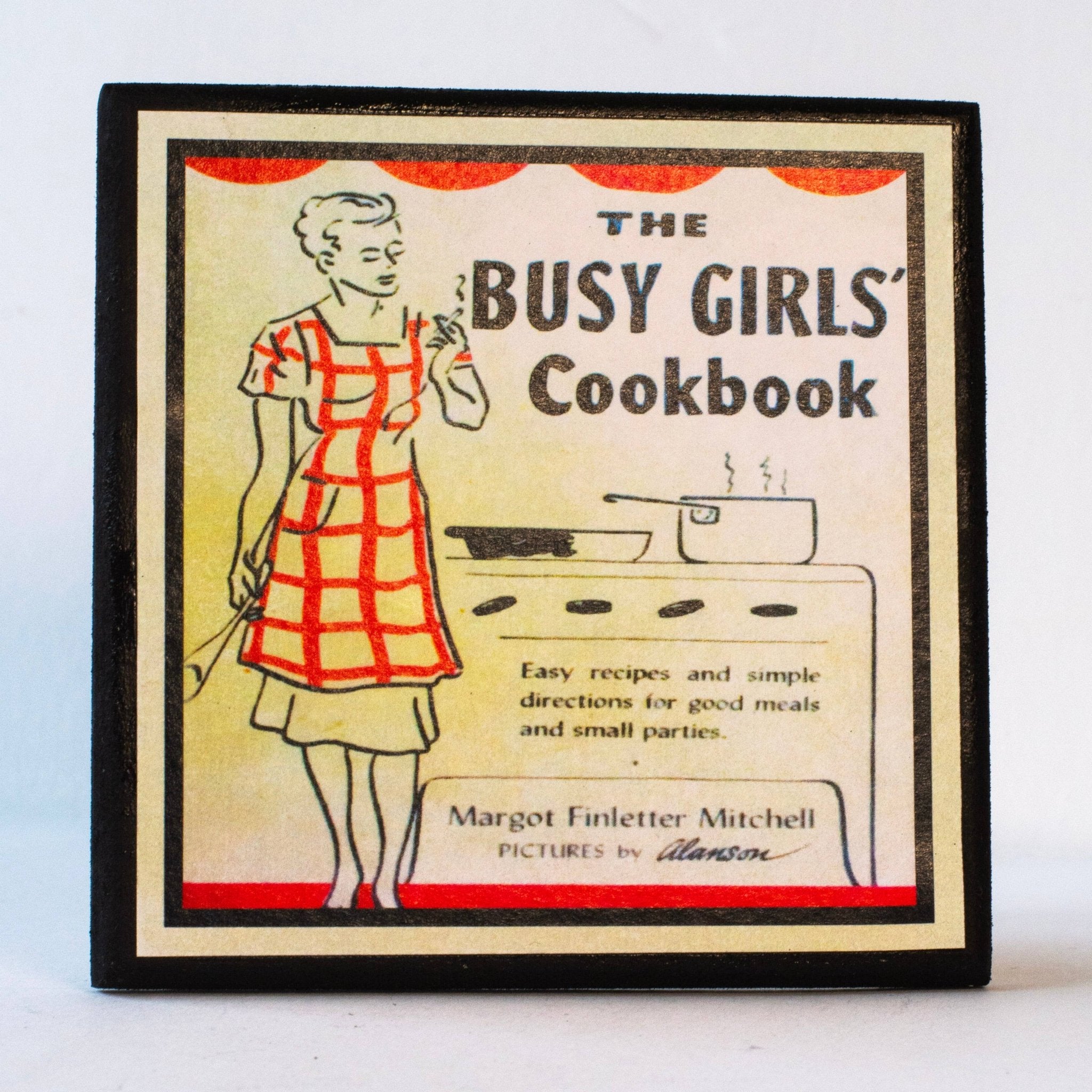 Funny Vintage Cookbook Cover Kitchen Coasters by Quirks! at Shirley Shoppe