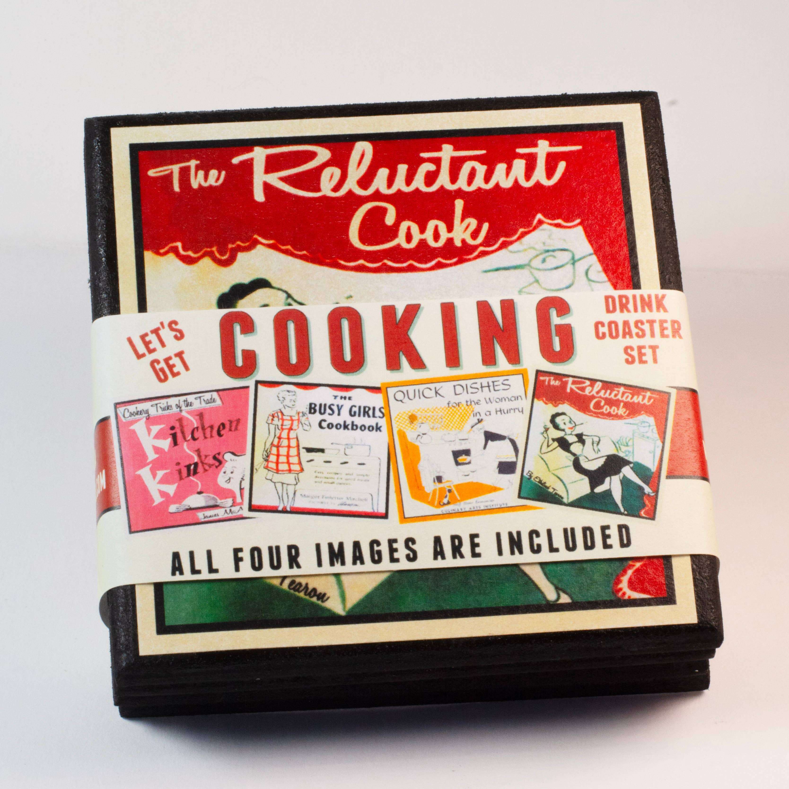 Funny Vintage Cookbook Cover Kitchen Coasters