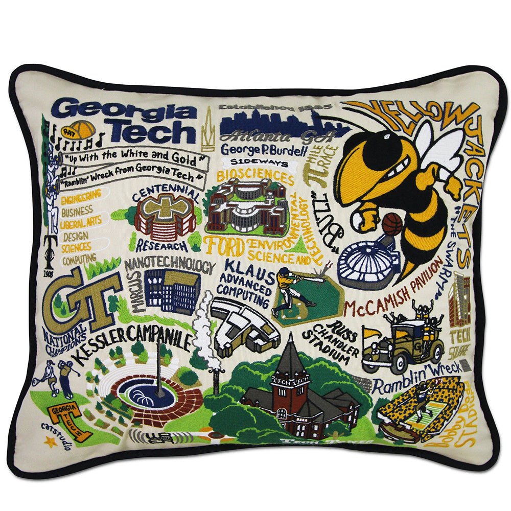 Georgia Tech Collegiate Hand - Embroidered Pillow by Quirks! at Shirley Shoppe