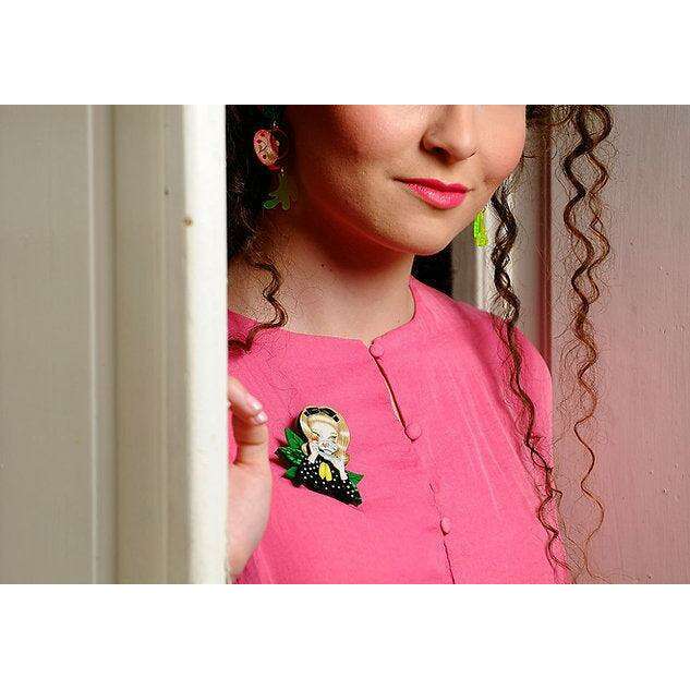 Girl Drinking Tea Brooch by Laliblue