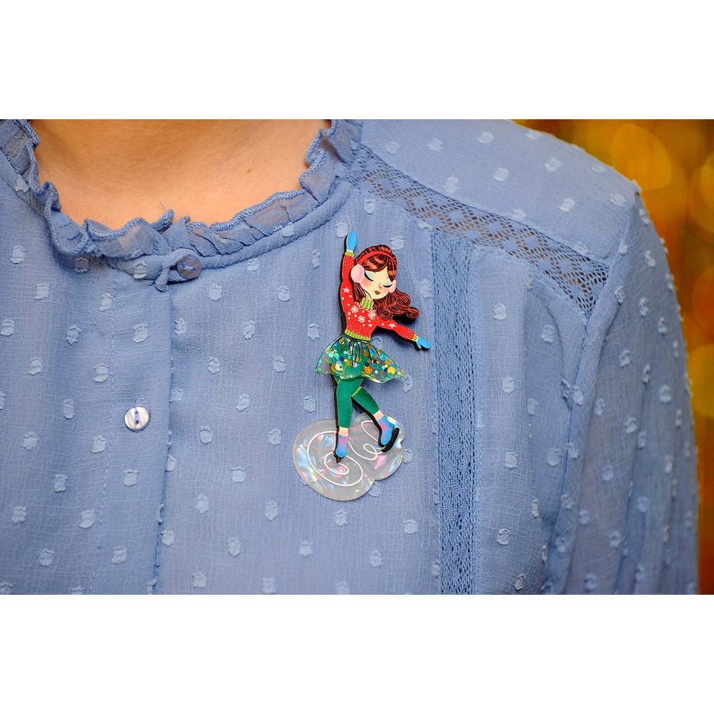 Girl Ice Skating Brooch by Laliblue by Quirks! at Shirley Shoppe