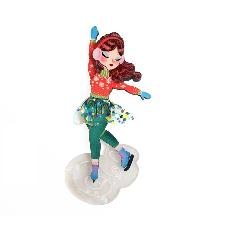 Girl Ice Skating Brooch by Laliblue by Quirks! at Shirley Shoppe