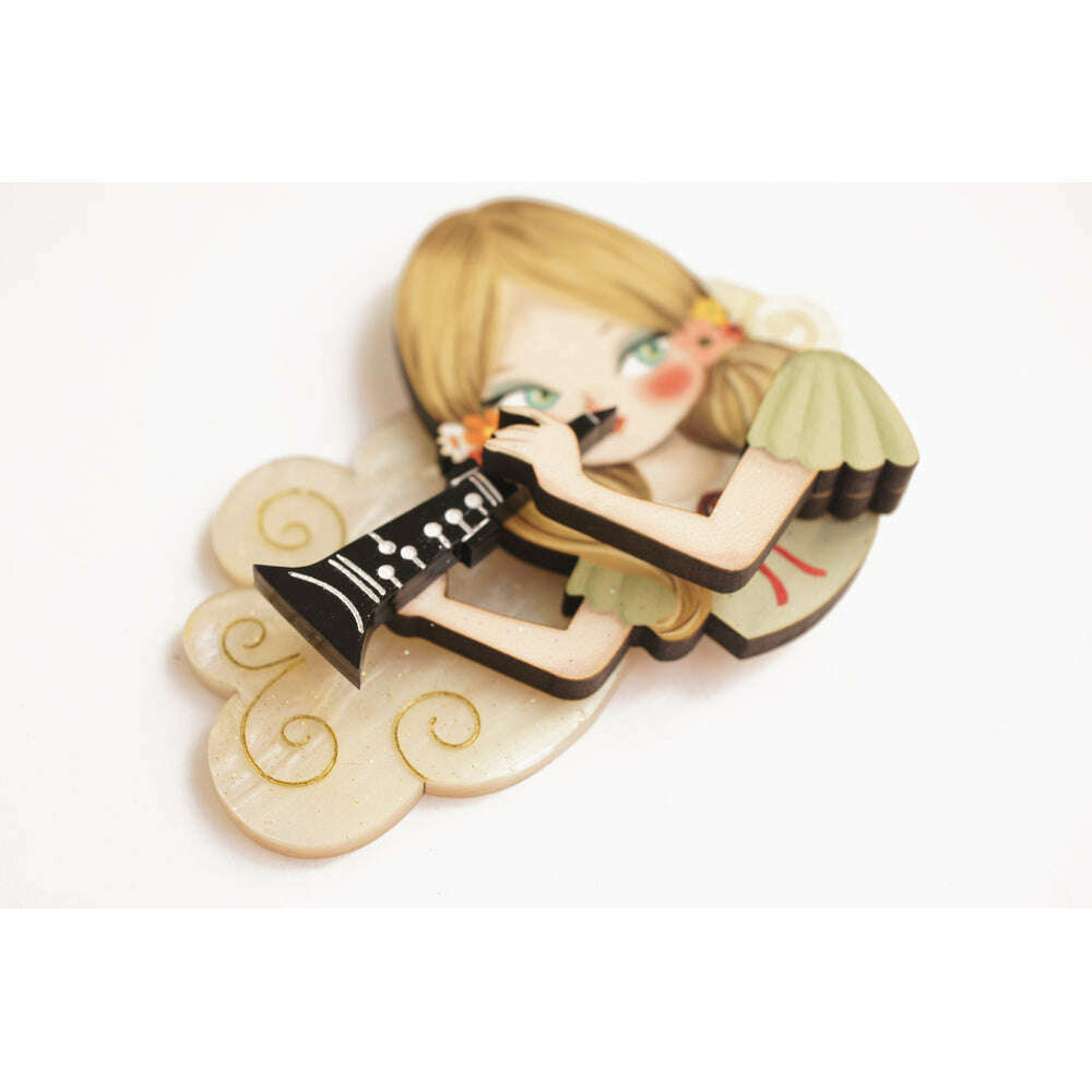 Girl playing the clarinet Brooch by Laliblue