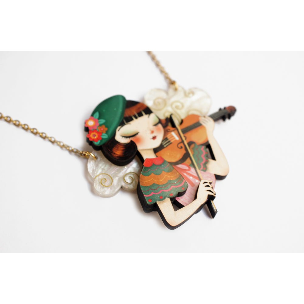 Girl playing the violin Necklace by Laliblue by Quirks! at Shirley Shoppe