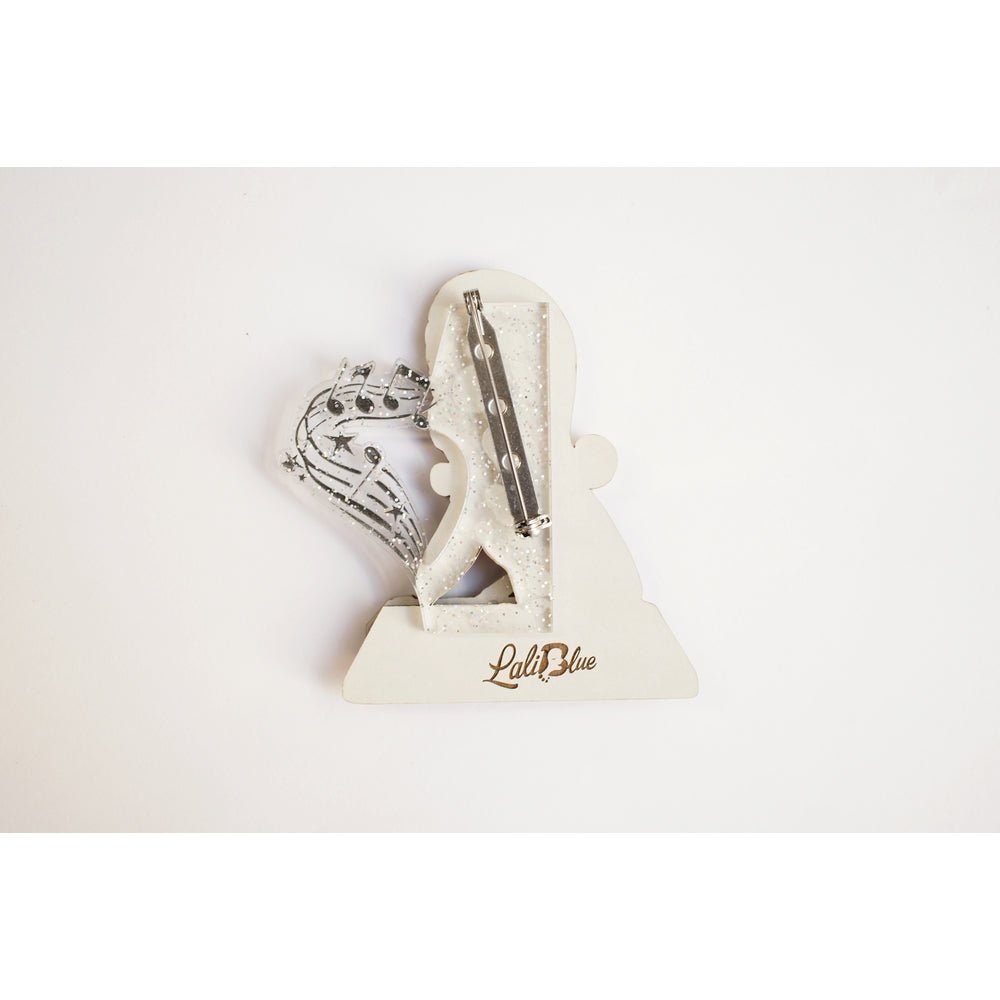 Girl with A Record Player Brooch by Laliblue by Quirks! at Shirley Shoppe