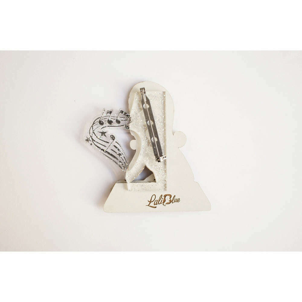 Girl with A Record Player Brooch by Laliblue