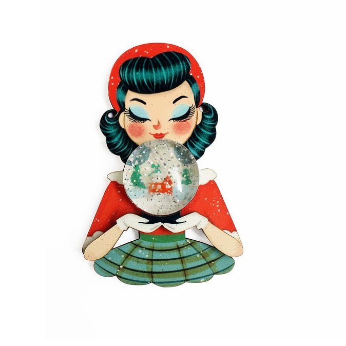 Girl with A Snow Globe Brooch by Laliblue by Quirks! at Shirley Shoppe
