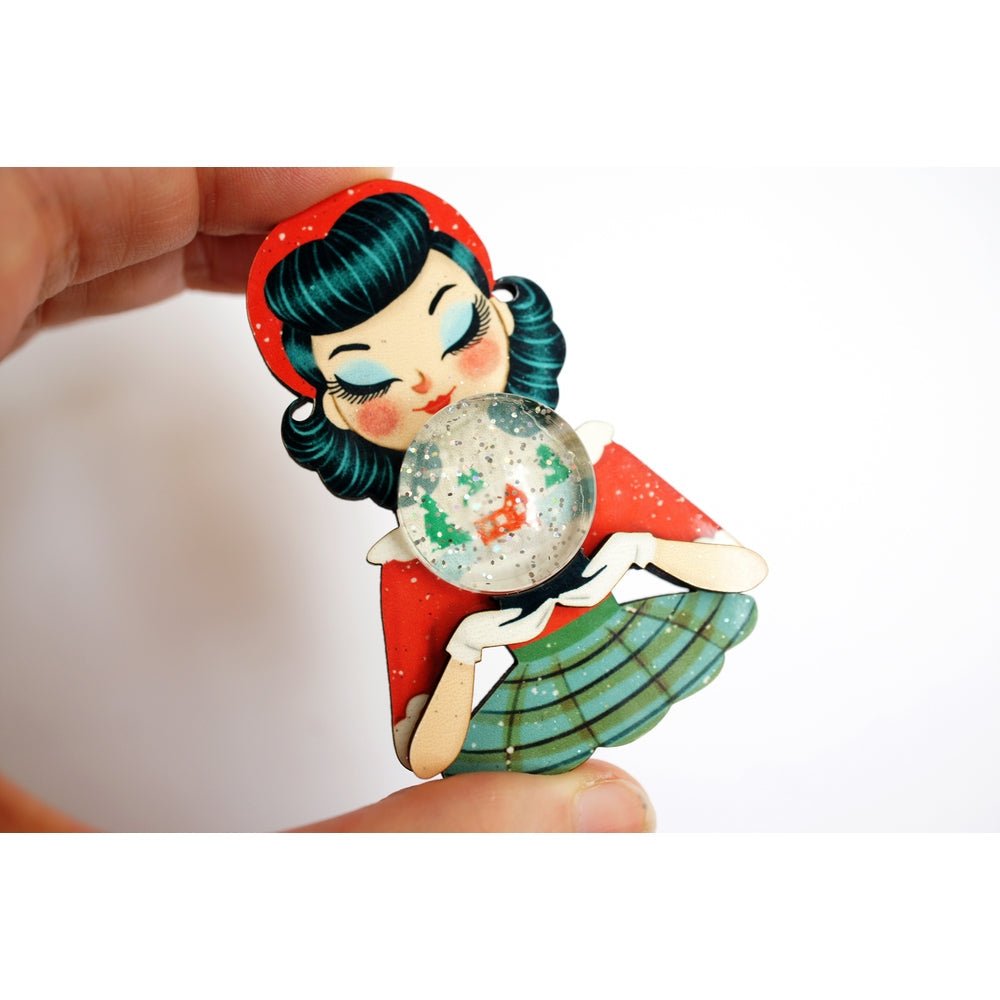 Girl with A Snow Globe Brooch by Laliblue by Quirks! at Shirley Shoppe