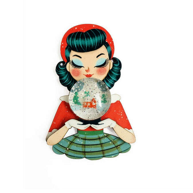 Girl with A Snow Globe Brooch by Laliblue
