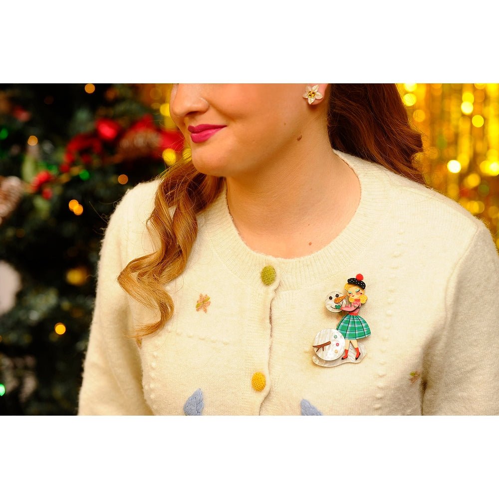 Girl with A Snowman Brooch by Laliblue by Quirks! at Shirley Shoppe