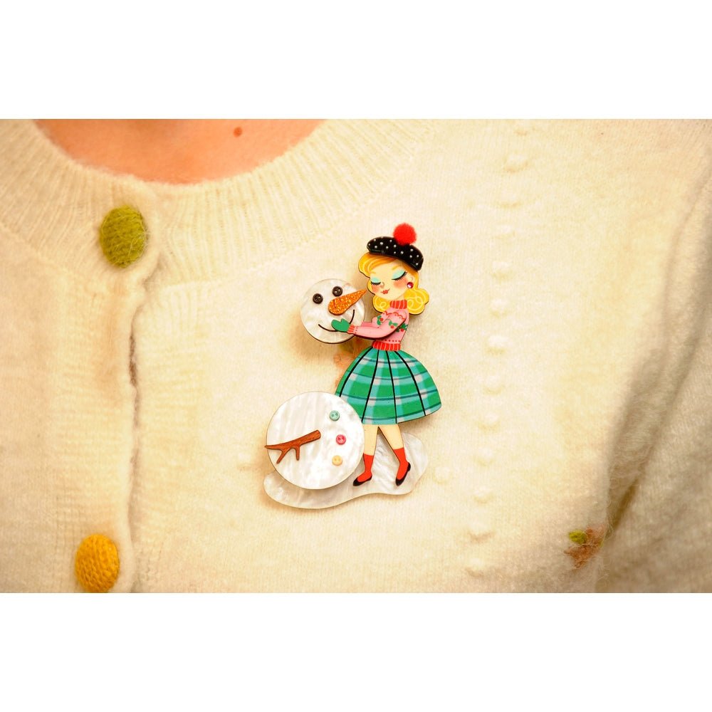 Girl with A Snowman Brooch by Laliblue by Quirks! at Shirley Shoppe