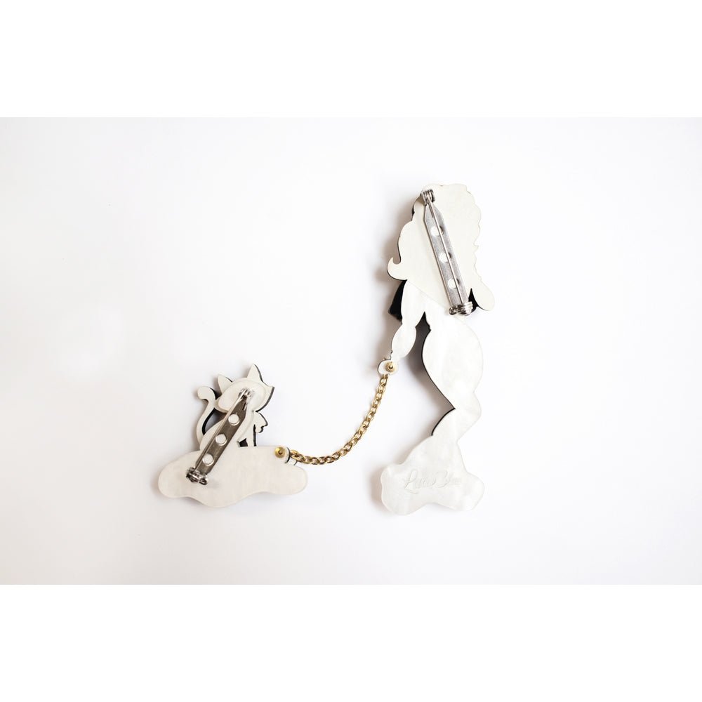 Girl with Cat on Sled Brooch by Laliblue by Quirks! at Shirley Shoppe