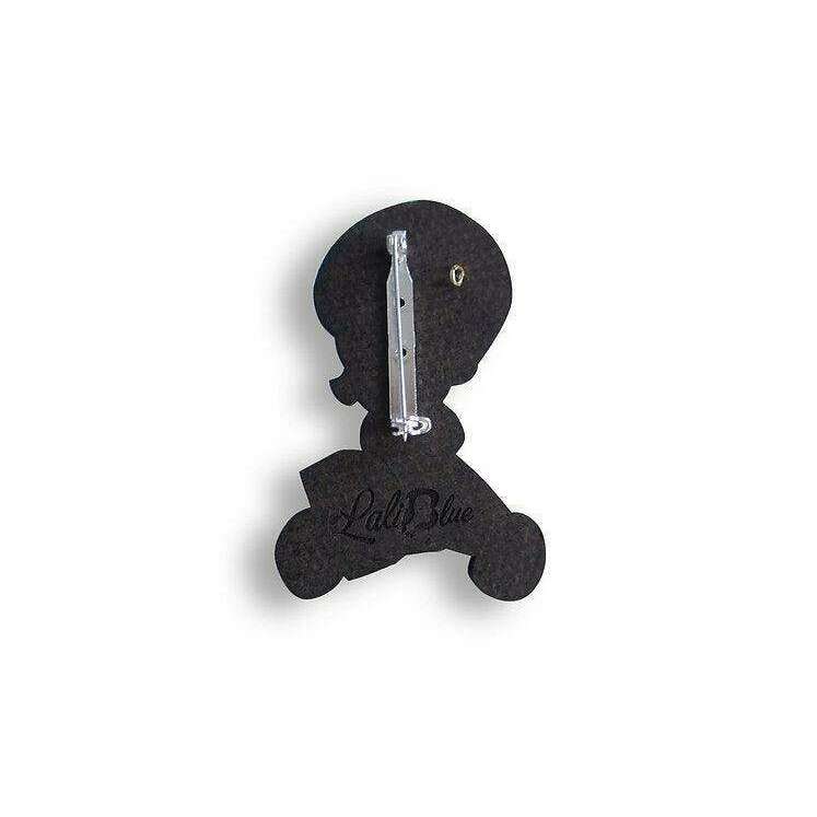 Girl with Christmas Postcards Brooch by Laliblue
