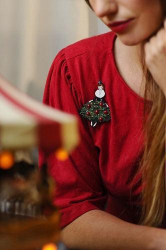 Girl with Christmas Tree Dress Brooch by Laliblue by Quirks! at Shirley Shoppe