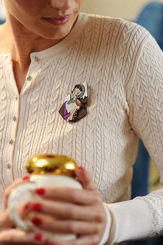 Girl with Deer and Mountains Brooch by Laliblue by Quirks! at Shirley Shoppe