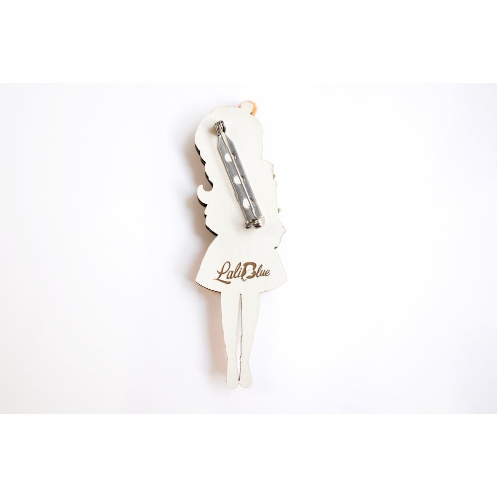 Girl with Retro Pyrex Containers Brooch by Laliblue by Quirks! at Shirley Shoppe