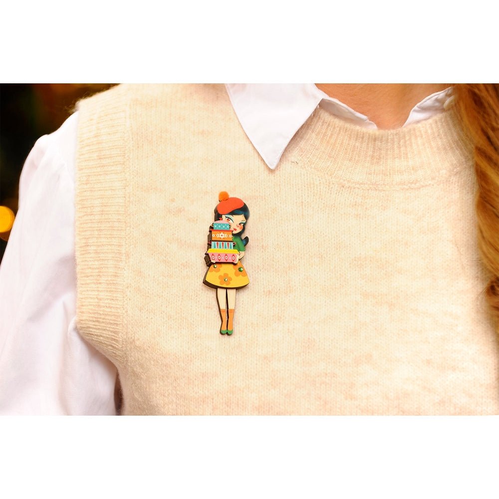 Girl with Retro Pyrex Containers Brooch by Laliblue by Quirks! at Shirley Shoppe