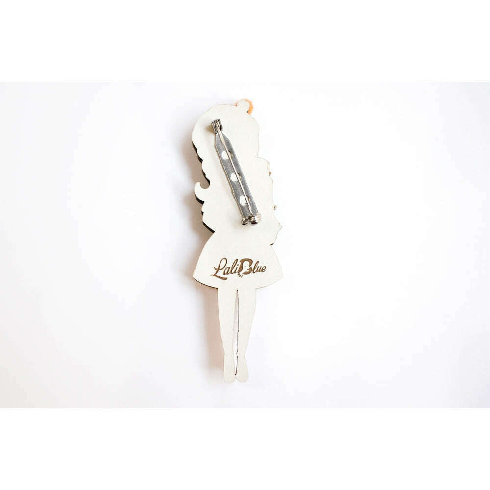 Girl with Retro Pyrex Containers Brooch by Laliblue