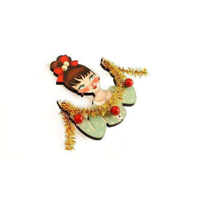 Girl With Tinsel Brooch by Laliblue