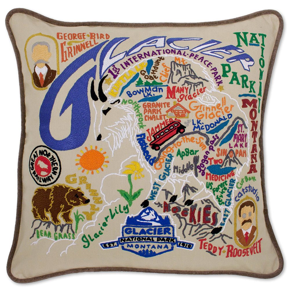 Glacier Park Hand - Embroidered Pillow by Quirks! at Shirley Shoppe